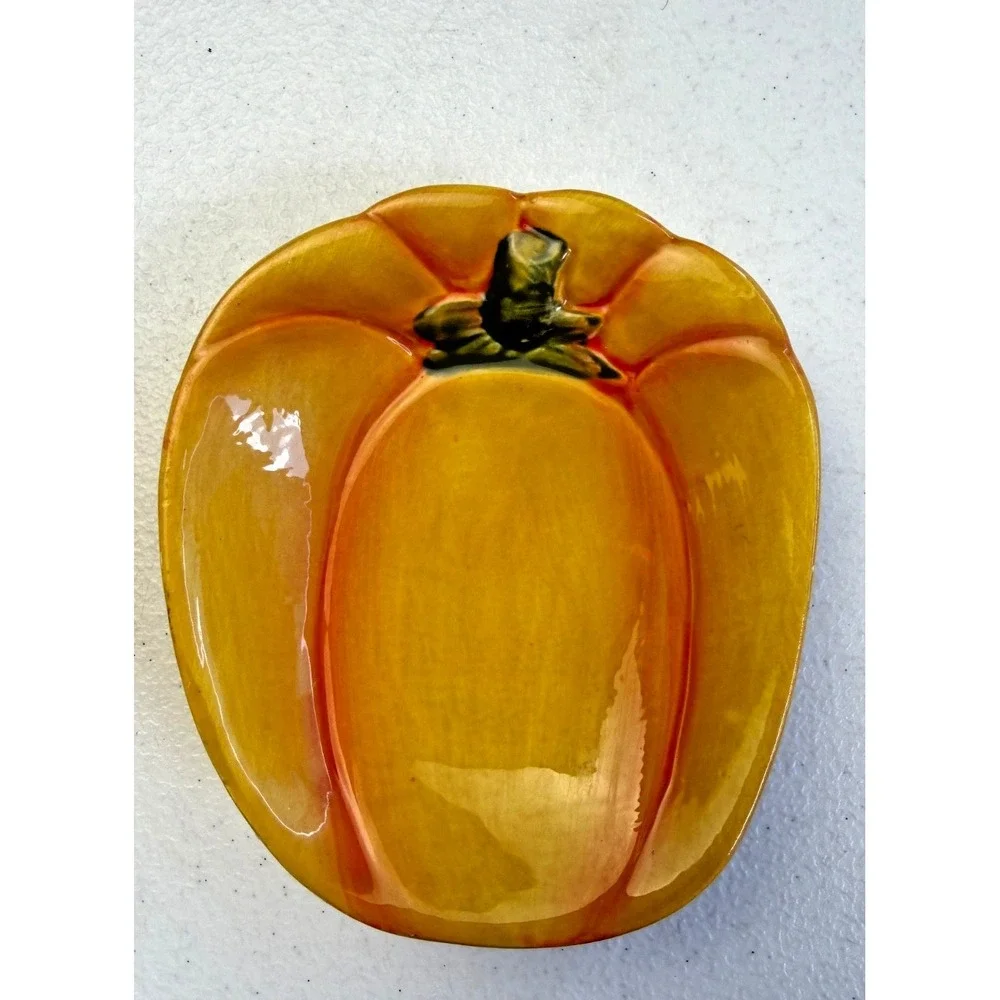 3 Pier 1 Hand Painted Veggie Plates Ironstone Tomato Pumpkin Asparagus Set Serve